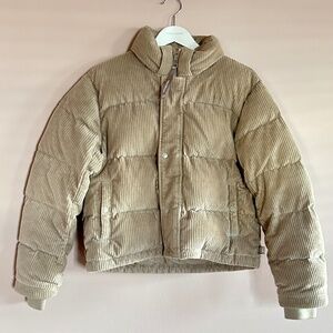 Aritzia Corduroy Super Puff – Tan / Light Tan – Size M (Rare)